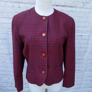 Pendleton red houndstooth wool blazer